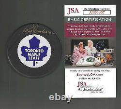 Paul Henderson Signed Toronto Maple Leafs Trench Puck JSA COA