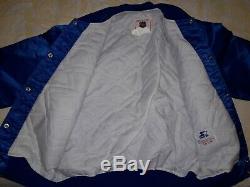 Rare Vtg Adult L Starter NHL 80s Toronto Maple Leafs Blue Satin Jacket Button Up