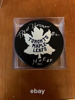 Red Horner Autograph Toronto Maple Leafs Puck