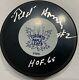 Red Horner Autographed Toronto Maple Leafs Hockey Puck Vintage Hockey Hof