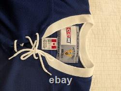 Signed Johnny Bower Toronto Maple Leafs Blue CCM Jersey Size L Canada 2HSS8R