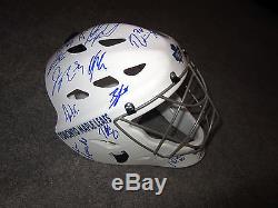 TORONTO MAPLE LEAFS 2015-16 Team SIGNED Goalie Mask with COA Babcock Lupul JVR +