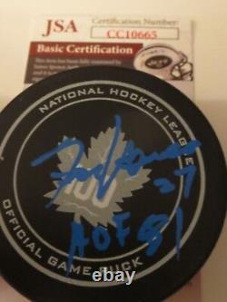 TORONTO MAPLE LEAFS FRANK MAHOVLICH SIGNED 100TH ANNIVERSARY PUCK JSA WithPROOF