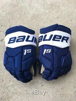 TORONTO MAPLE LEAFS PRO STOCK Bauer Supreme 1S Hockey Gloves ANDREAS JOHNSSON 13