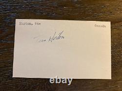 Tim Horton Toronto Maple Leafs HOF signed autographed Hockey 3x5 index card