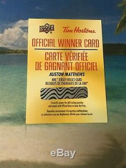 Tim Hortons Official Winner Card Auston Matthews Jersey Relics NHL Free Ship