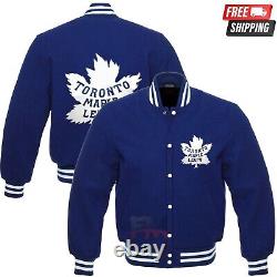 Toronto Maple Leaf NHL Navy Blue Varsity Jacket Ice Hockey Wool Varsity Jacket