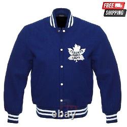 Toronto Maple Leaf NHL Navy Blue Varsity Jacket Ice Hockey Wool Varsity Jacket