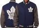 Toronto Maple Leaf Varsity Jacket Embroidered All Wool Jacket Navy And Gray