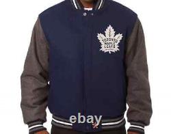 Toronto Maple Leaf Varsity Jacket Embroidered All Wool Jacket Navy And Gray