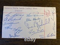 Toronto Maple Leafs 1958-59 team signed Hockey 3x5 index card Tim Horton