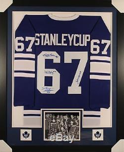 Toronto Maple Leafs Framed 1967 Stanley Cup Quadruple Signed Team Jersey JSA COA