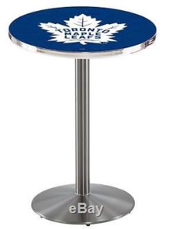 Toronto Maple Leafs Pub Table With Stainless Steel Base