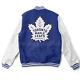 Toronto Maple Leafs Varsity Jacket Blue Wool With White Real Leather Sleeves