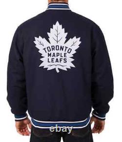 Toronto Maple Leafs Varsity Jacket Embroidered All Wool Two-Tone Jacket Navy