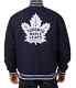 Toronto Maple Leafs Varsity Jacket Embroidered All Wool Two-tone Jacket Navy