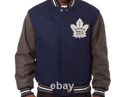 Toronto Maple Leafs Varsity Jacket Embroidered All Wool Two-Tone Jacket Navy/G