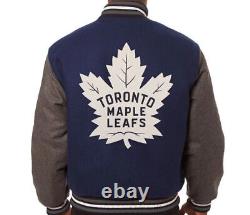 Toronto Maple Leafs Varsity Jacket Embroidered All Wool Two-Tone Jacket Navy/G