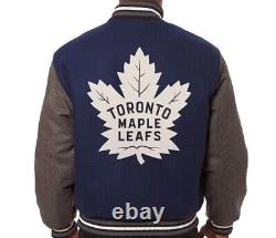 Toronto Maple Leafs Varsity Jacket Embroidered All Wool Two-Tone Jacket Navy/G