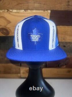 VTG 80s Toronto Maple Leafs NHL Hockey Blue color Snapback Hat AJD Lucky Stripes