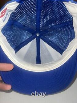 VTG 80s Toronto Maple Leafs NHL Hockey Blue color Snapback Hat AJD Lucky Stripes