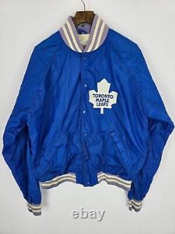 Vtg 80s Ted Fletcher Toronto Maple Leafs Hockey snap-button jacket size L