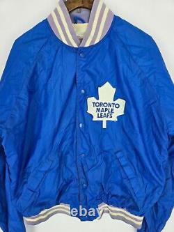 Vtg 80s Ted Fletcher Toronto Maple Leafs Hockey snap-button jacket size L