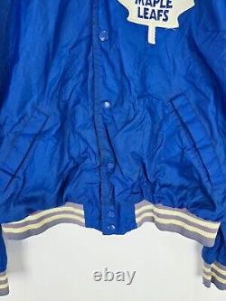 Vtg 80s Ted Fletcher Toronto Maple Leafs Hockey snap-button jacket size L