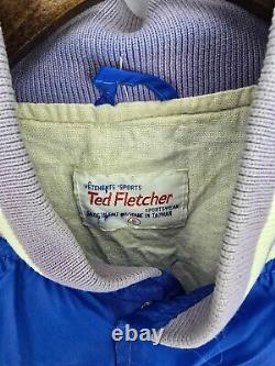 Vtg 80s Ted Fletcher Toronto Maple Leafs Hockey snap-button jacket size L