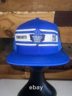 Vtg 80s Toronto Maple Leafs NHL Hockey Blue Snapback Hat AJD The Professional