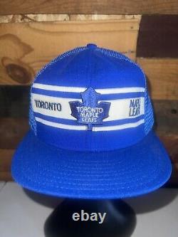 Vtg 80s Toronto Maple Leafs NHL Hockey Blue Snapback Hat AJD The Professional