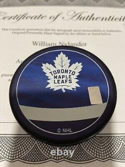 William Nylander Signed Toronto Maple Leafs Puck With Case COA Reverse Retro Puck